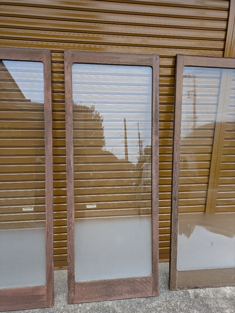 木製フレーム ガラスドア 3枚セット　W685×H1790　引き取り希望