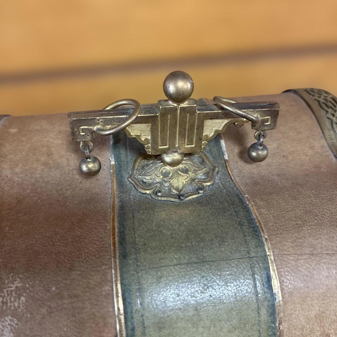 イギリス製　宝石箱　アンティーク　レザー収納　ボックス　鍵つき