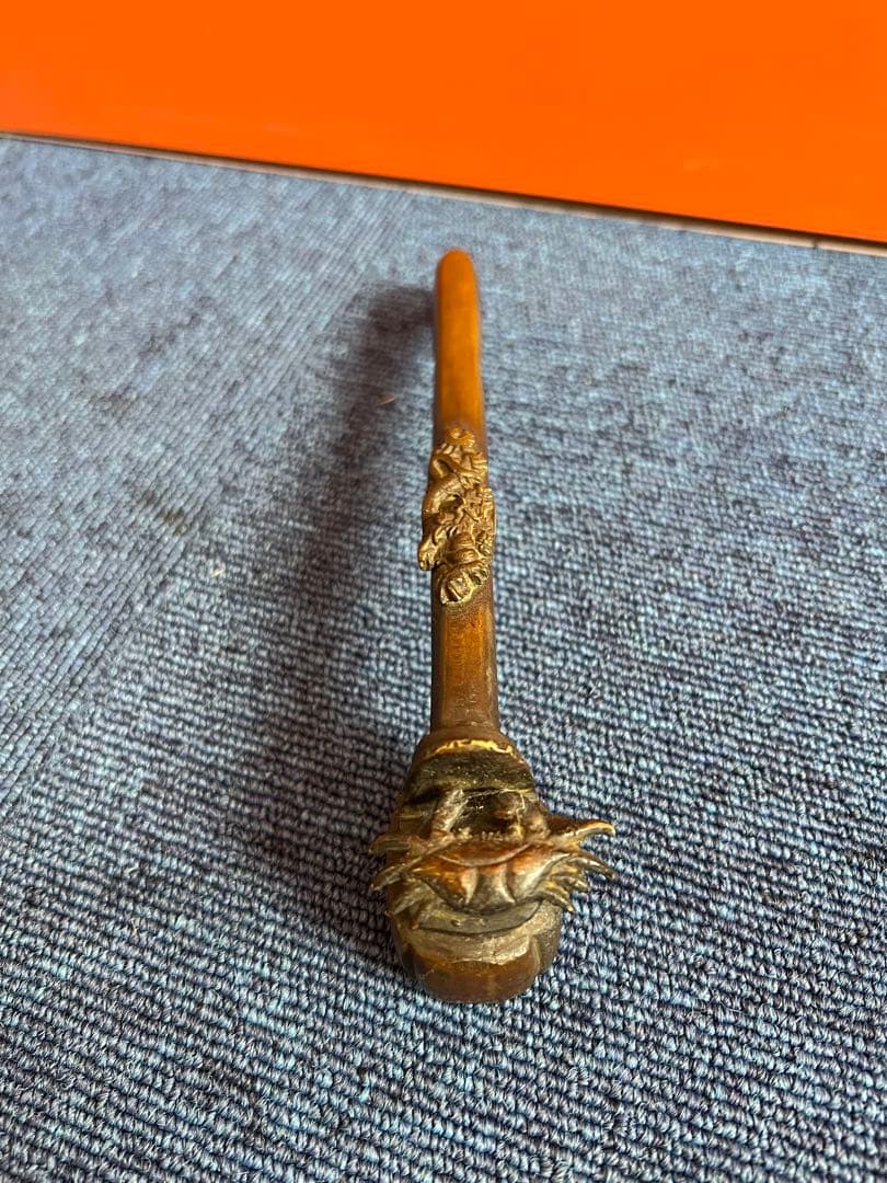 1192  銅製　カニ　龍文　矢立　墨壺　提げ物　書道具　文房具　骨董品