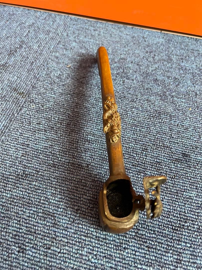 1192  銅製　カニ　龍文　矢立　墨壺　提げ物　書道具　文房具　骨董品