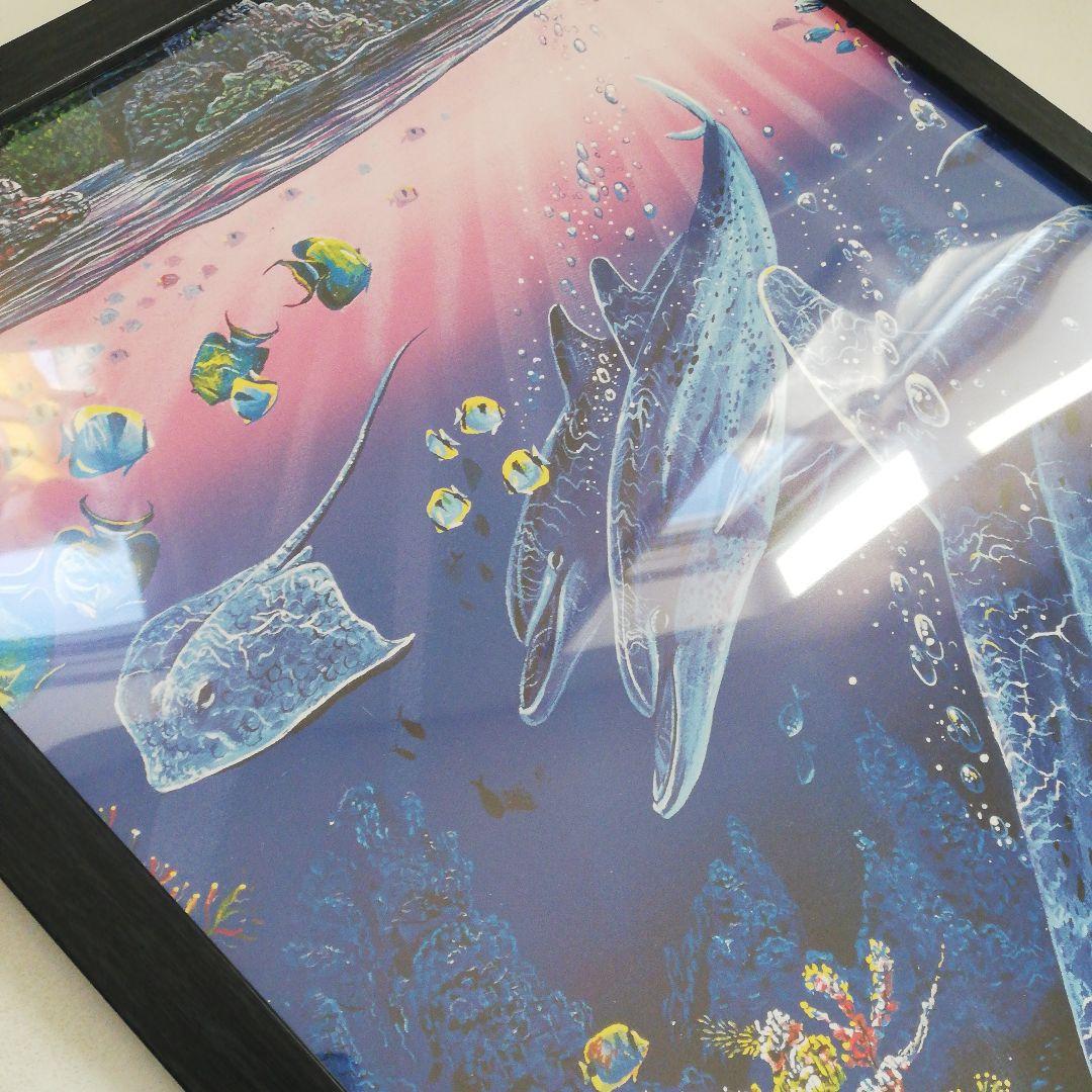 アートパネル　ハワイ　ワイキキ　オアフ　イルカ　リゾート　海　珊瑚礁　魚　熱帯魚