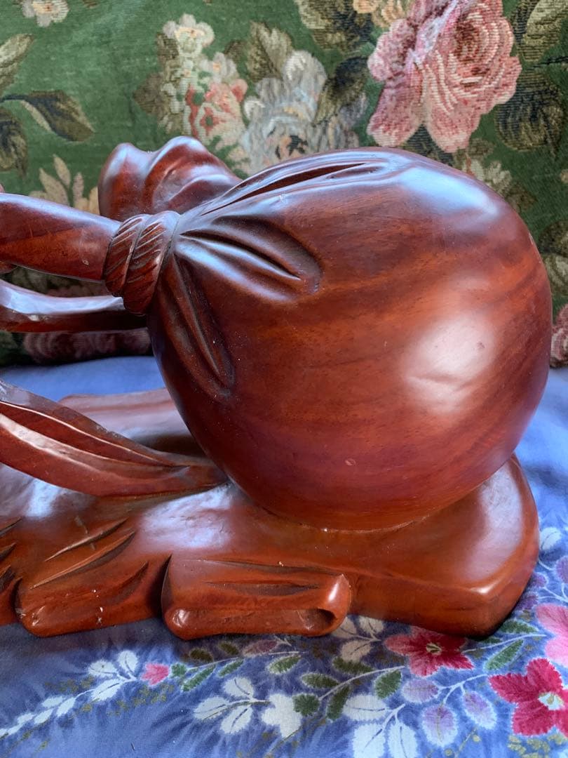 七福神の布袋尊様 縁起物 置物 インテリア 木彫り 大きめ