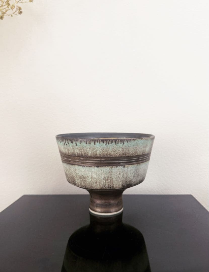 小関康子さん|高台茶碗 青緑色 陶器
