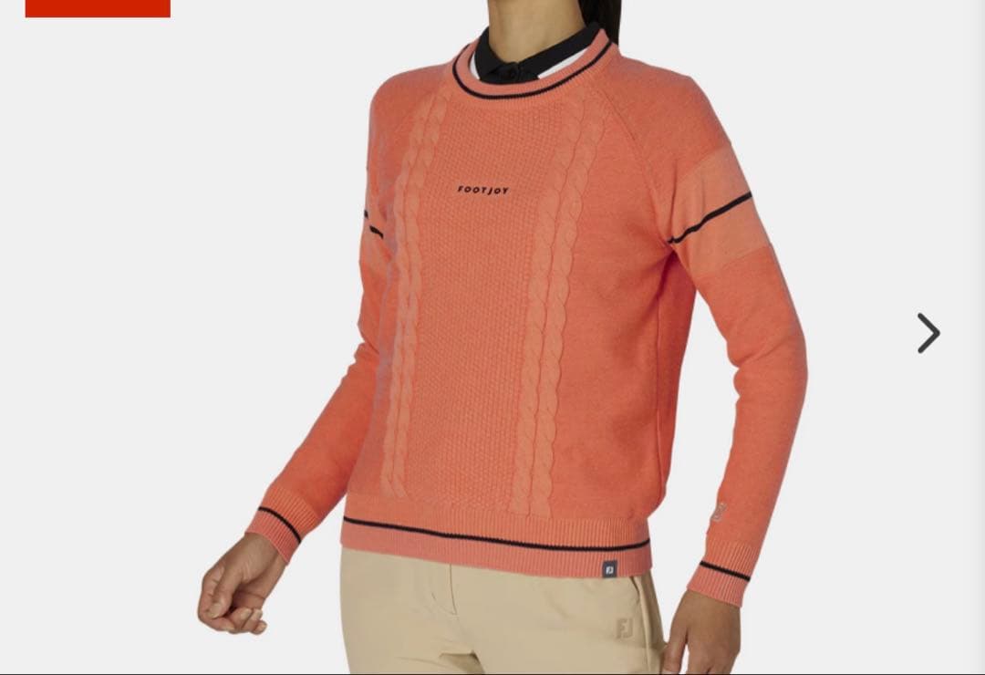 WOMEN'S ケーブル柄 防風裏地付き 長袖クルーネックセーター