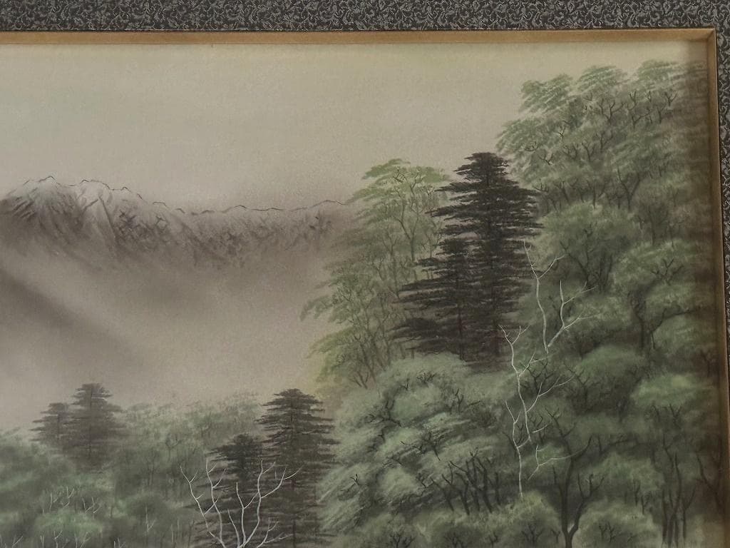 上条東観　絵画　山の湖畔（タイトル不明）評価額３２萬円　保証書付き