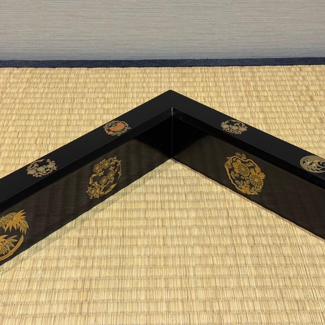 林哲山 花丸蒔絵 炉縁 共箱 木製漆器 茶道具