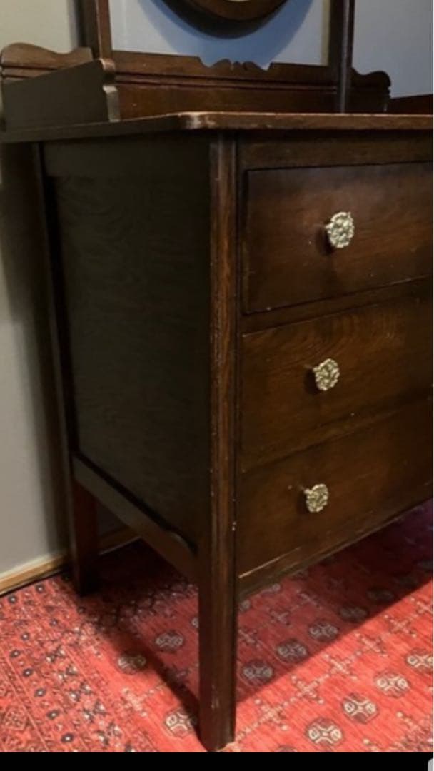 イギリスアンティーク＊ミラー付ドレッサー/チェスト英国オーク材