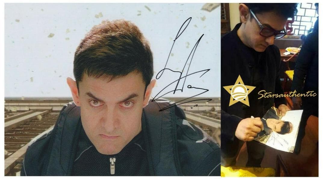 直筆サイン入り写真 アミール・カーン /フレーム別/SA鑑定済