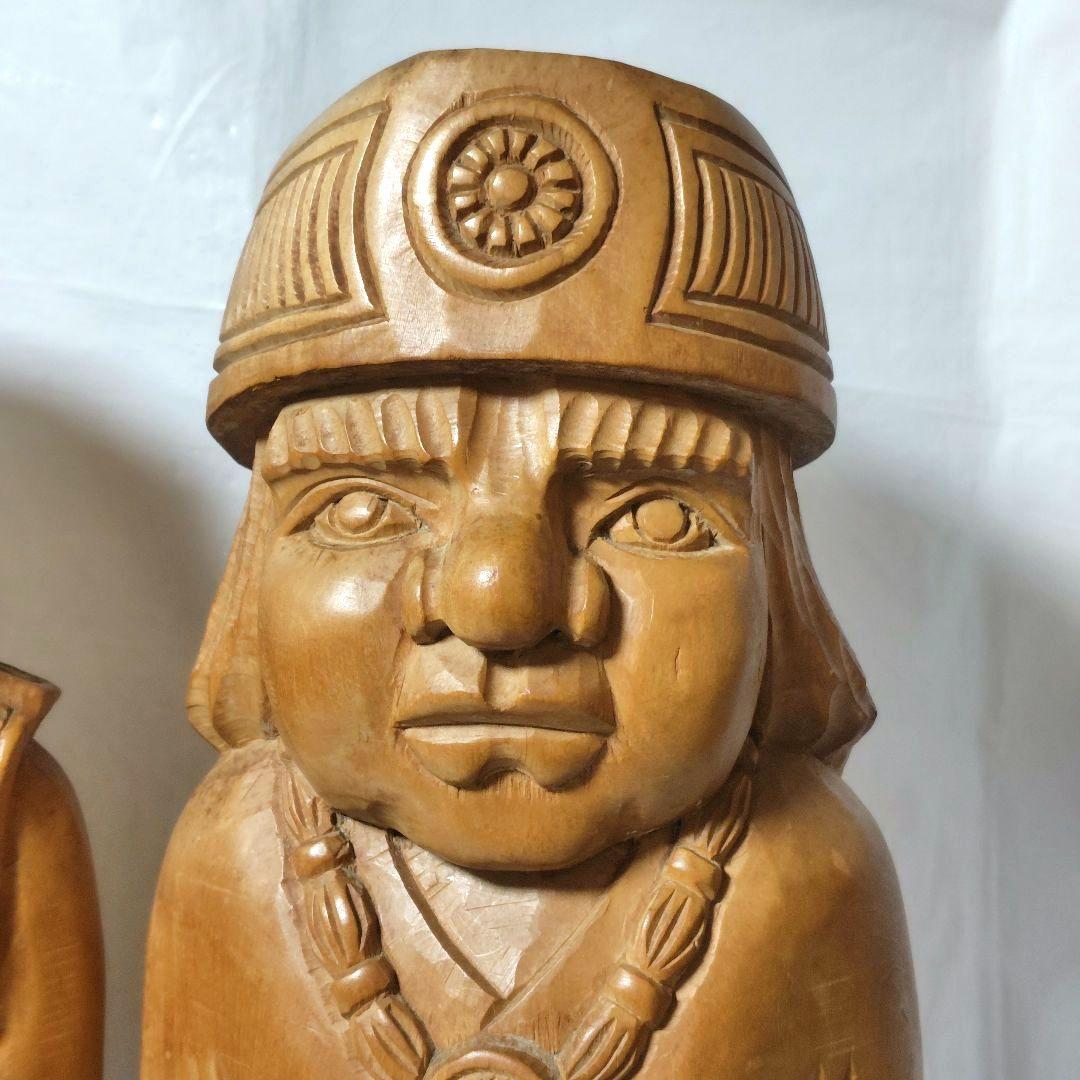 貴重！北海道アイヌ【手彫り】木製彫刻 ニポポ人形★約46cm★置物【ヴィンテージ