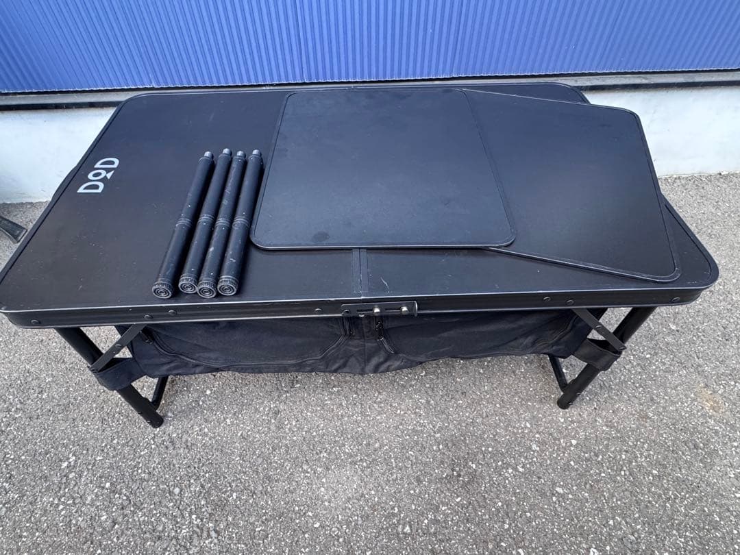 DOD グットラックテーブル 折りたたみ　高さ調整可4段階ブラック