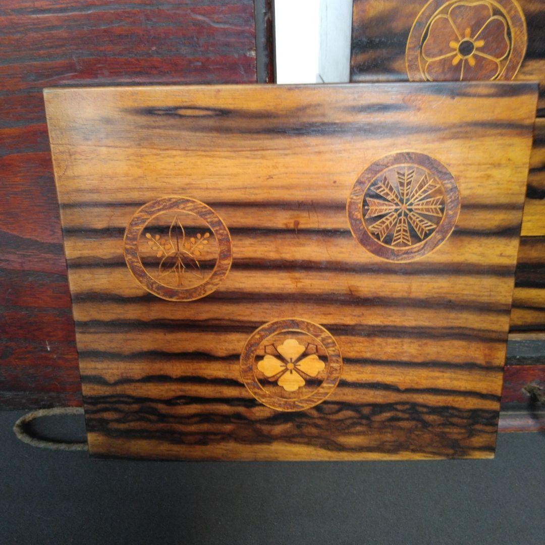 重箱　黒柿　象嵌