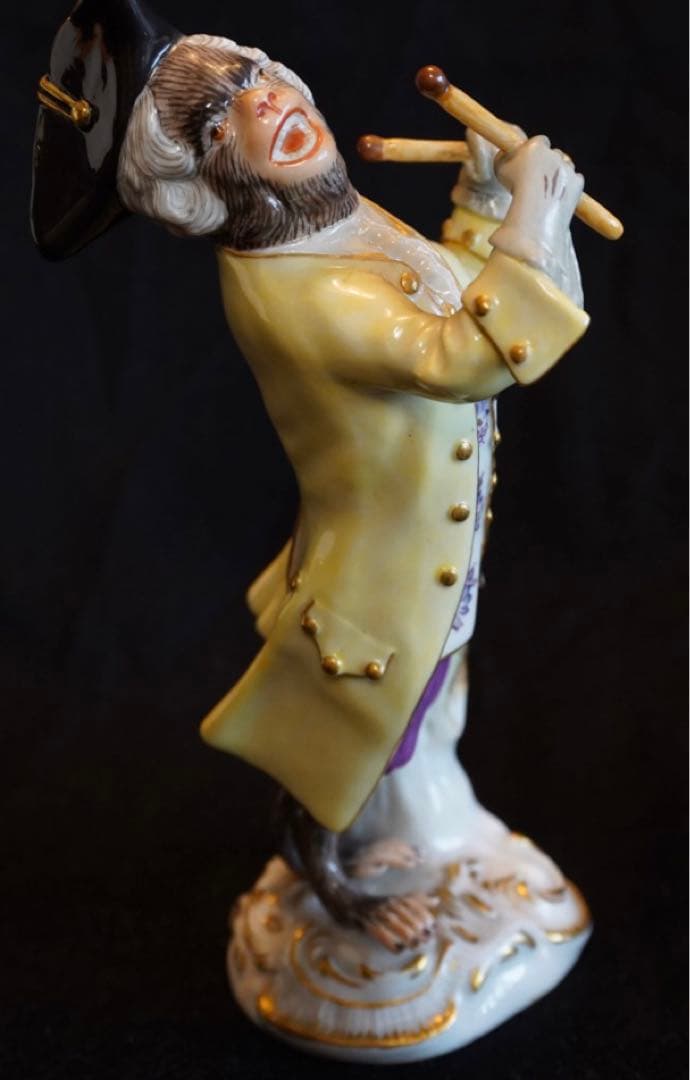 【美品】マイセン 猿の楽団 打楽器 イエロージャケット1級品