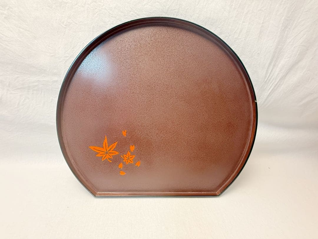 美品 懐石道具 乾漆塗 会席膳 5客揃 蒔絵 半月膳 共箱