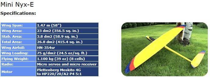 mini-NYX-E 電動ラジコングライダー 中古　修理歴あり