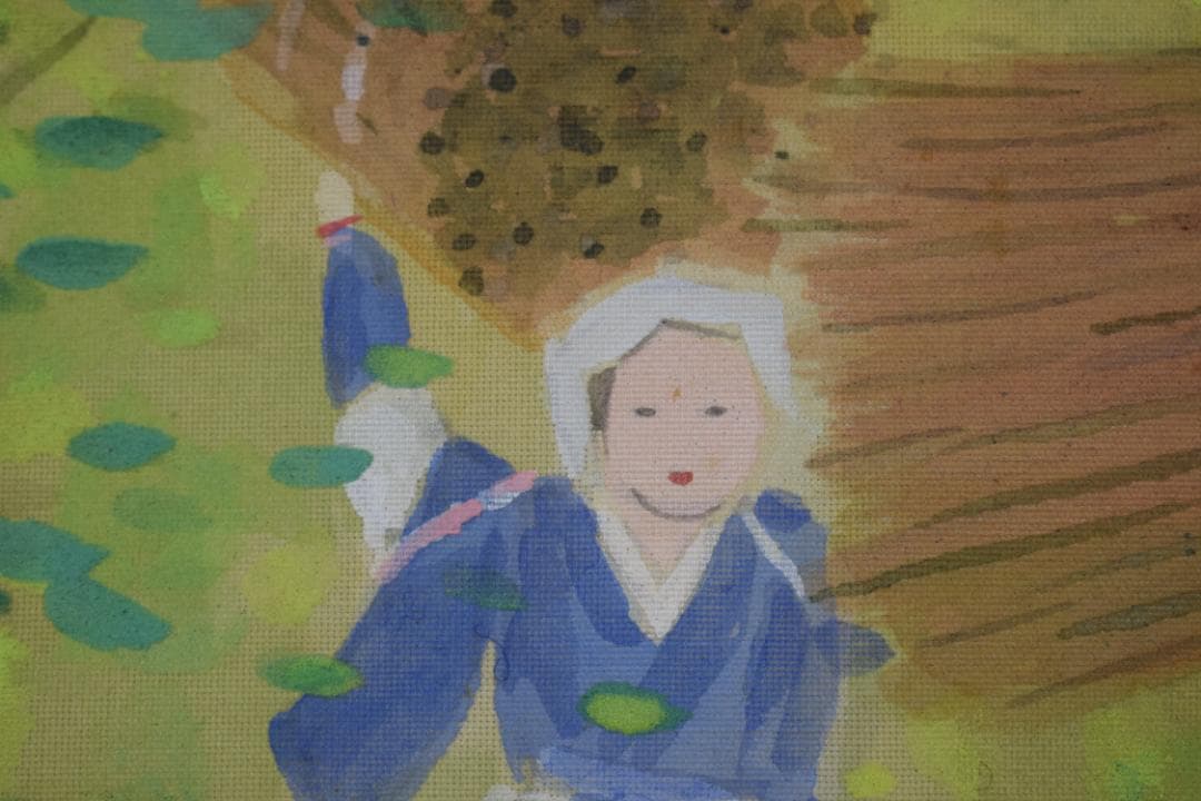 【真作】高木富三/洛北大原女図/青緑山水図/マクリ/掛軸☆宝船☆Y-923　JM