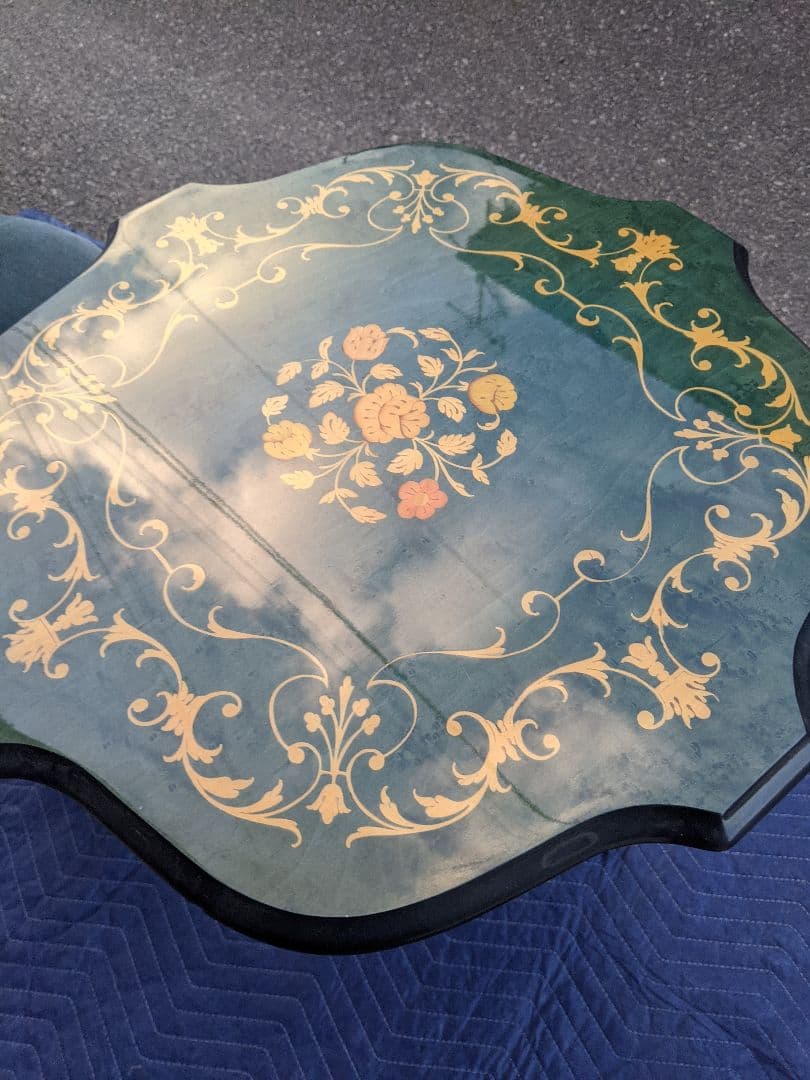 イタリア製　象嵌細工　サイドテーブル　コーヒーテーブルチェアセット　アンティーク