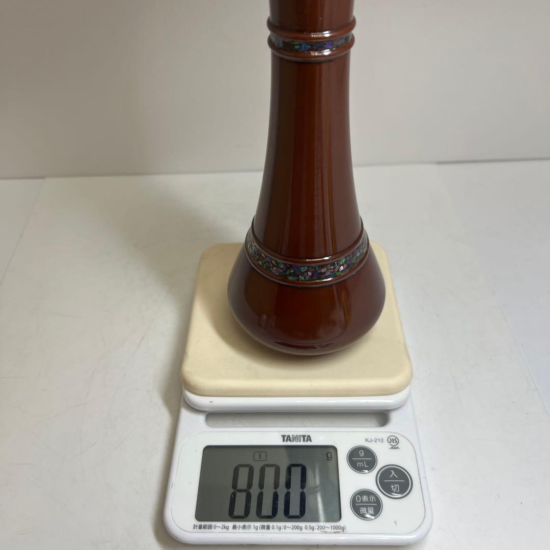 金屋庄兵衛　鋳銅螺鈿花入　木箱付　高さ25.5㎝/800g 東Y8-0123①