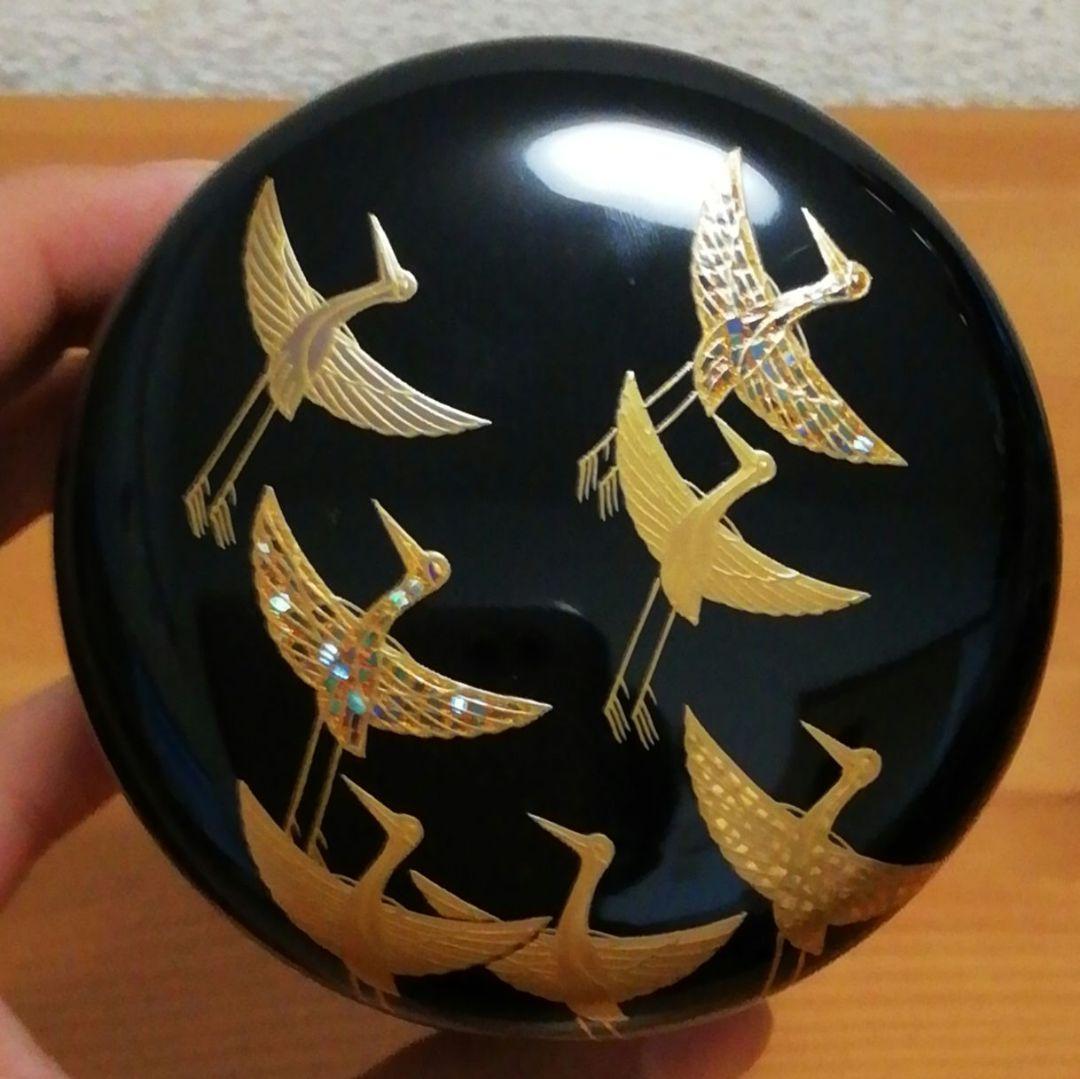 尋牛斎書付　松寛作　郡鶴　蒔絵　梨地　棗　共箱　茶道具