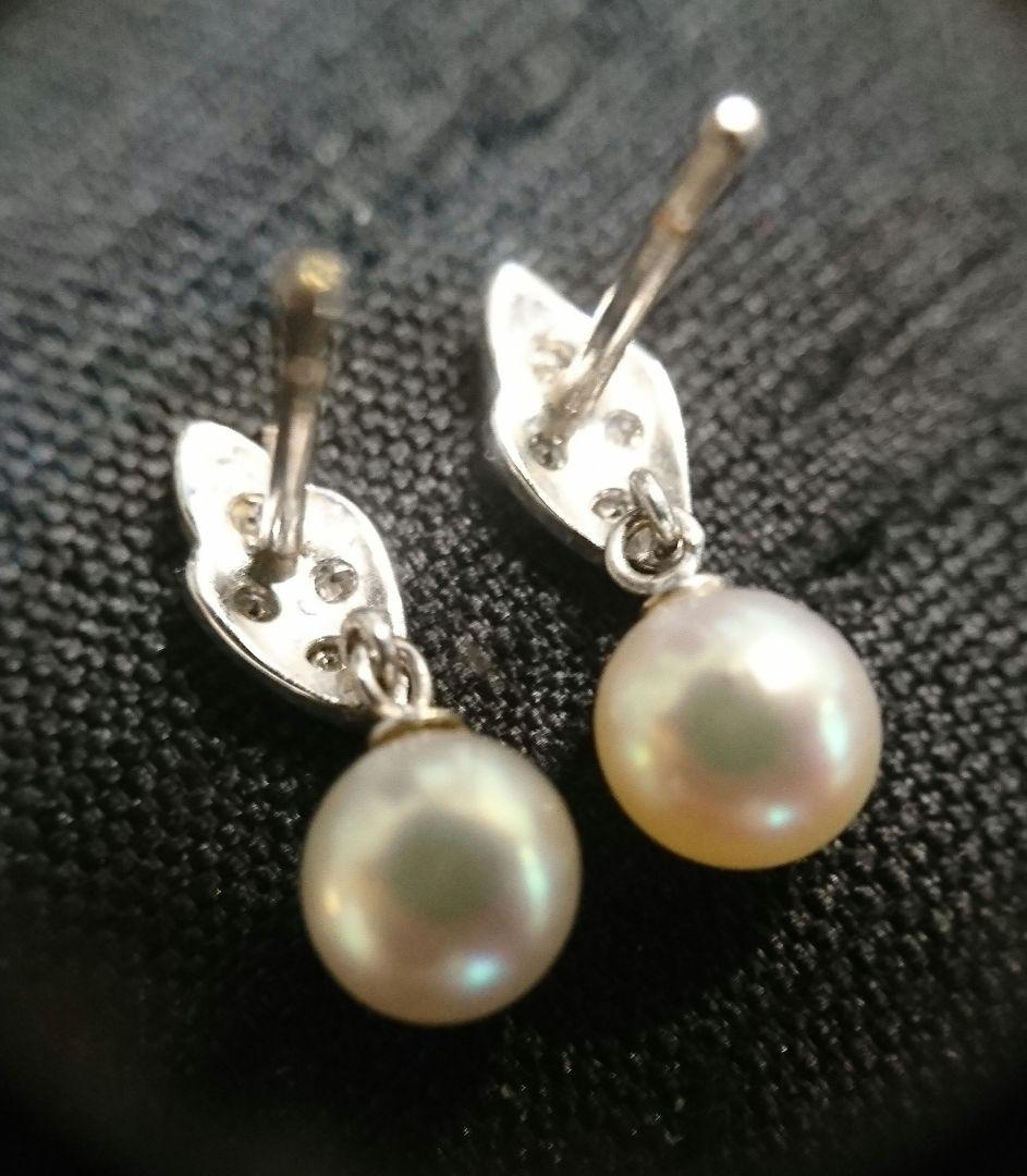 ヴィンテージ プラチナ Pt900アコヤ パールピアス ダイヤモンド