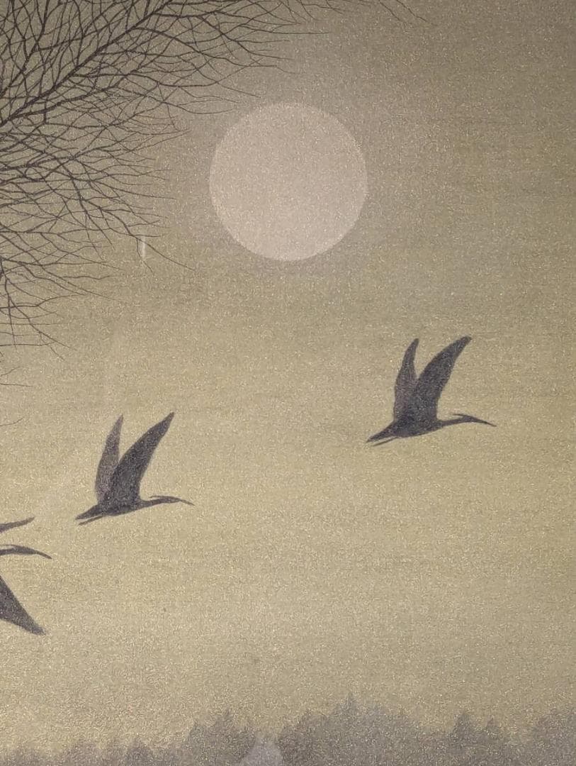 【真作】絵画　倉田立美　日本画10号　樹間　詩情あふれる一枚　箱入　W126