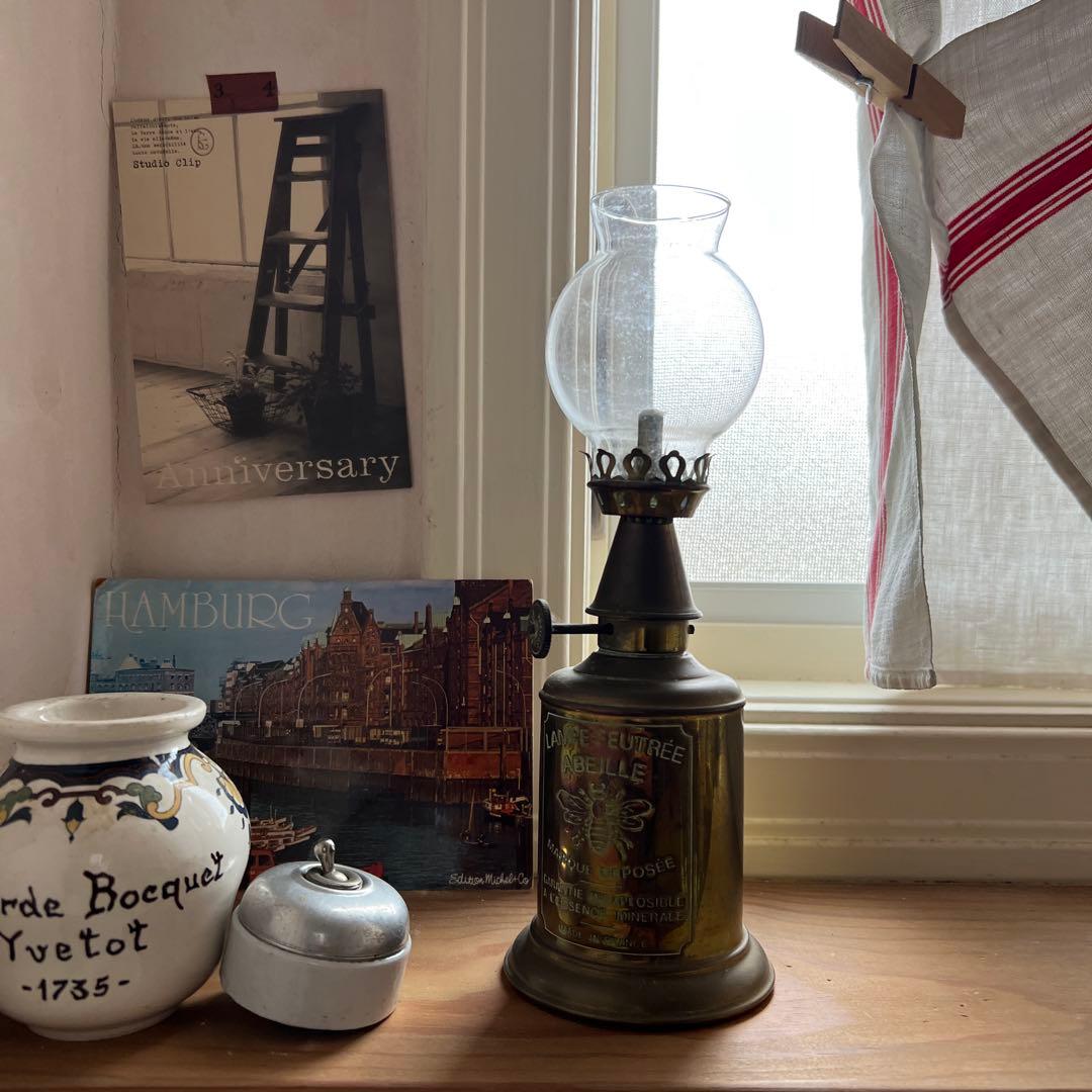 フランスの古いオイルランプ ヴィンテージ アンティーク
