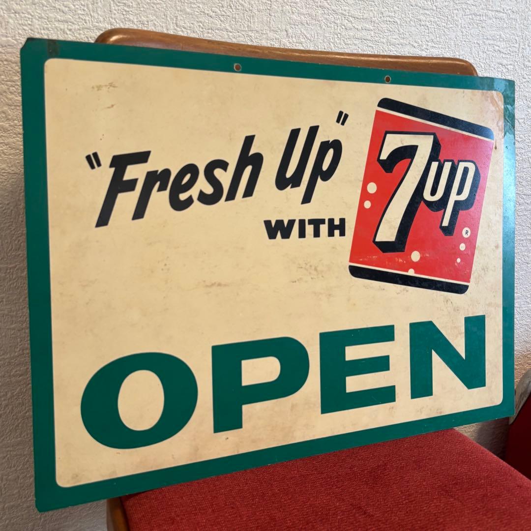 【7UP セブンアップ】ヴィンテージ両面プラスチック製看板