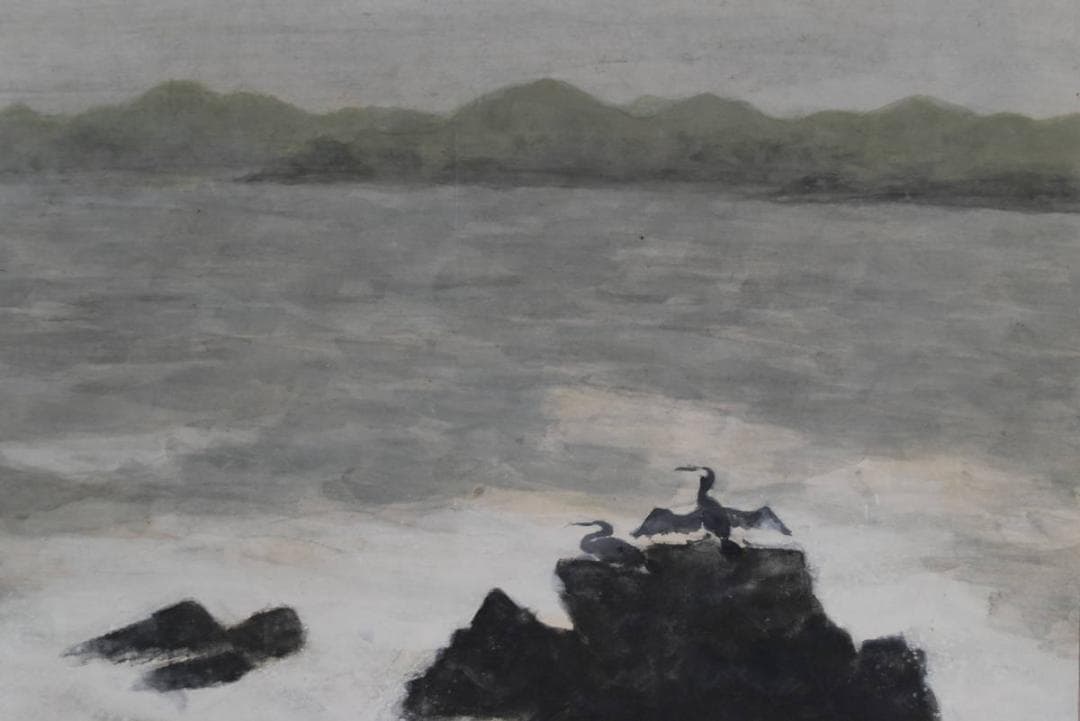 【真作】松浦満/海鳥図/掛軸/名家伝来/AA-885