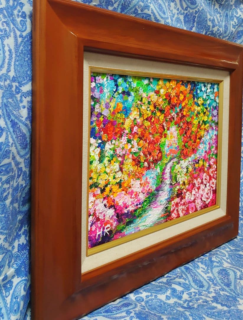 油絵 絵画【花の道】