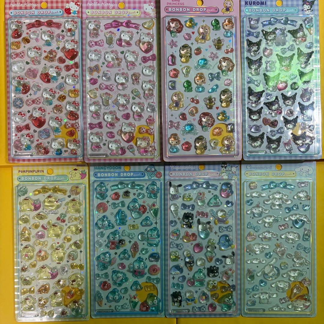 【正規品】ボンボンドロップシール　サンリオ　ディズニー8枚セット