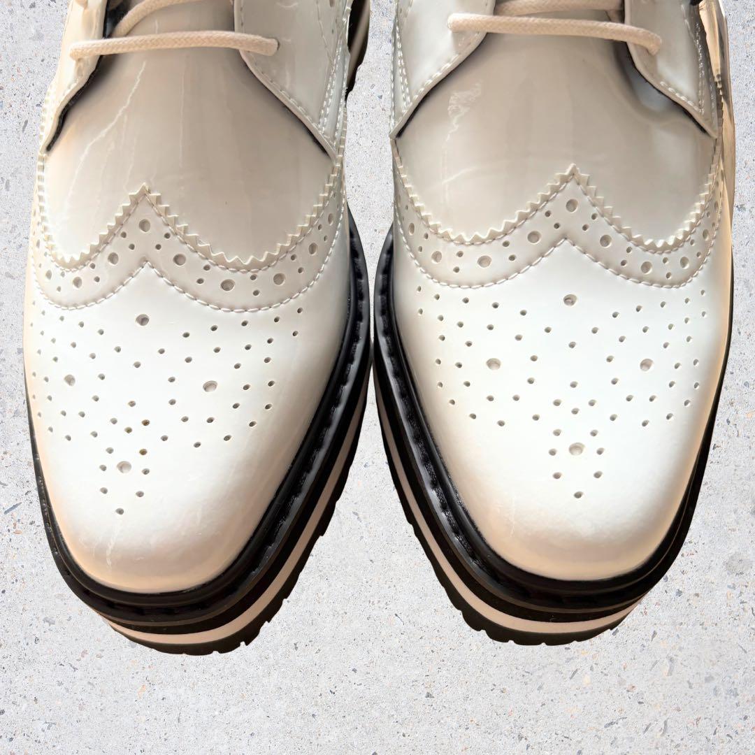 【未使用タグ付】St.ANDREWSゴルフシューズ エナメル厚底ウィングチップ