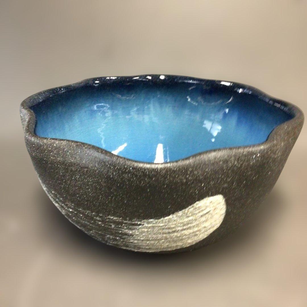 信楽焼　陶器　めだか鉢　睡蓮鉢　ブルー(大)37cm