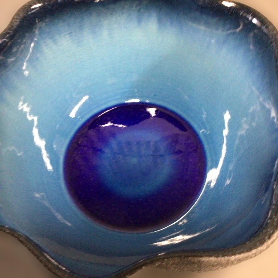信楽焼　陶器　めだか鉢　睡蓮鉢　ブルー(大)37cm