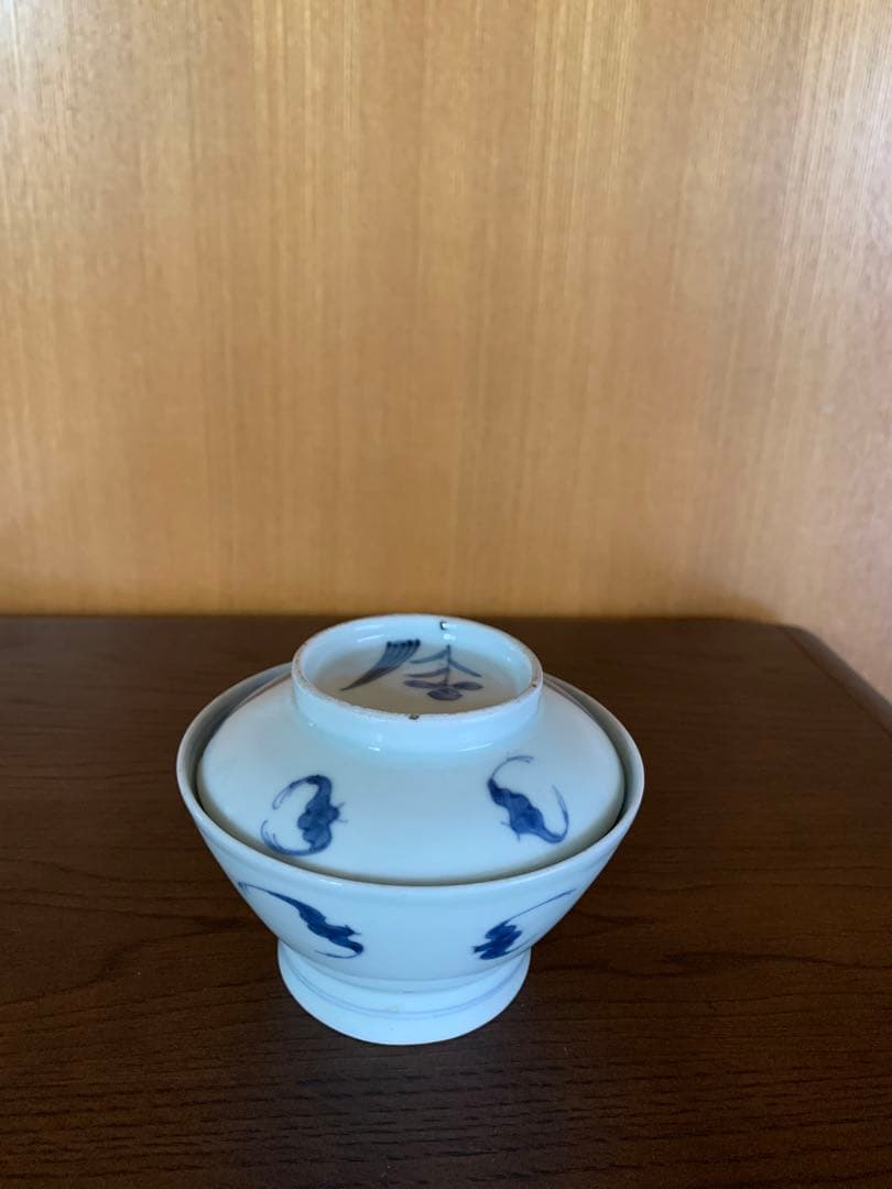 古伊万里　江戸期　藍泥　蓋付き茶碗　染付　蓋物　飯碗　節句　雛祭り　端午の節句