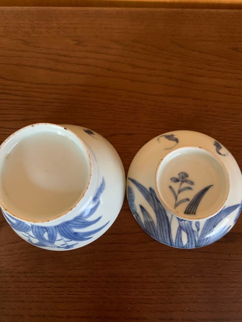 古伊万里　江戸期　藍泥　蓋付き茶碗　染付　蓋物　飯碗　節句　雛祭り　端午の節句