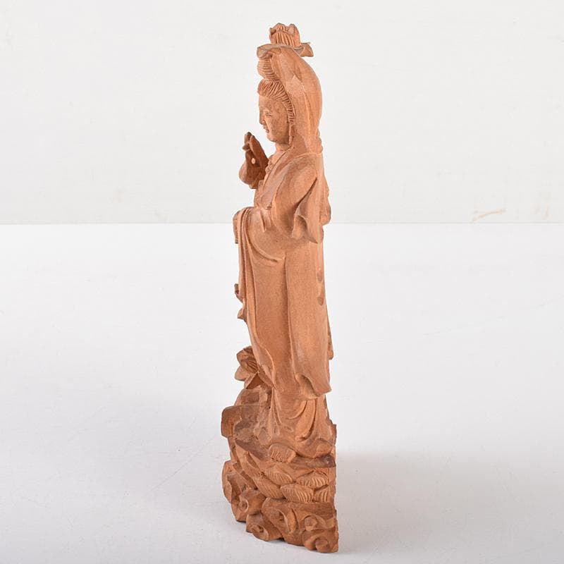 knj　仏教美術　香木　白檀彫刻　観音菩薩像　仏像　置物　V　R5122