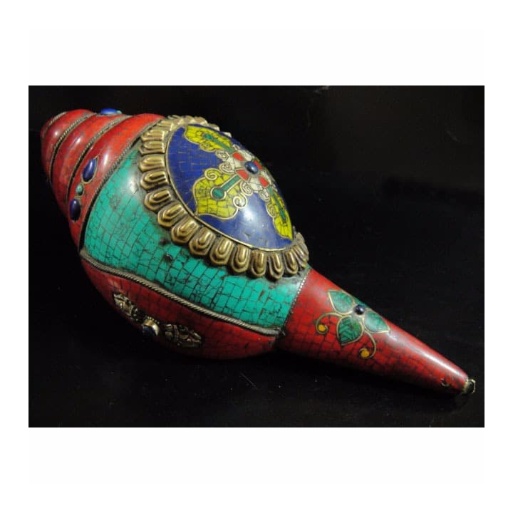 ◆チベット密教法具 法螺貝（シャンカ）羯磨（カツマ)-4