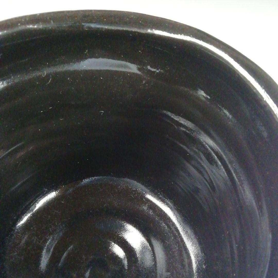 Ｗ２１　茶碗　『黒織部　筒茶碗』『萌黄窯　遠山美恵子 作』　共箱　抹茶碗　茶道具