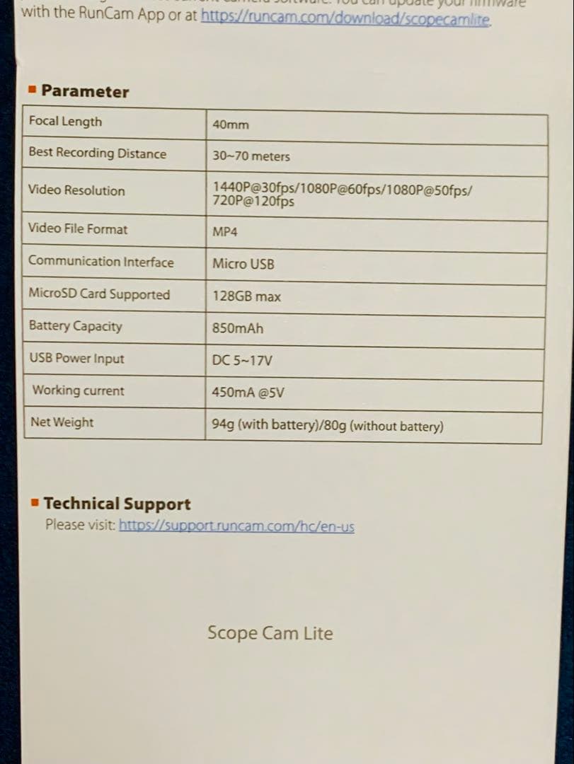 RUNCAM SCOPE LITE ランカムスコープ ライト　バッテリー3個
