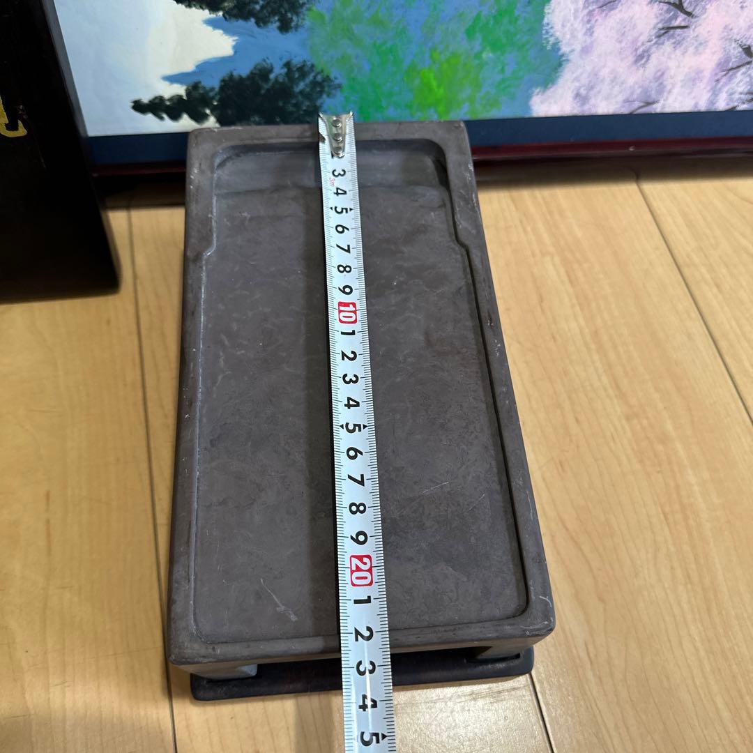 骨董品　端渓硯 古硯　紫檀台　蓋　3.3キロ
