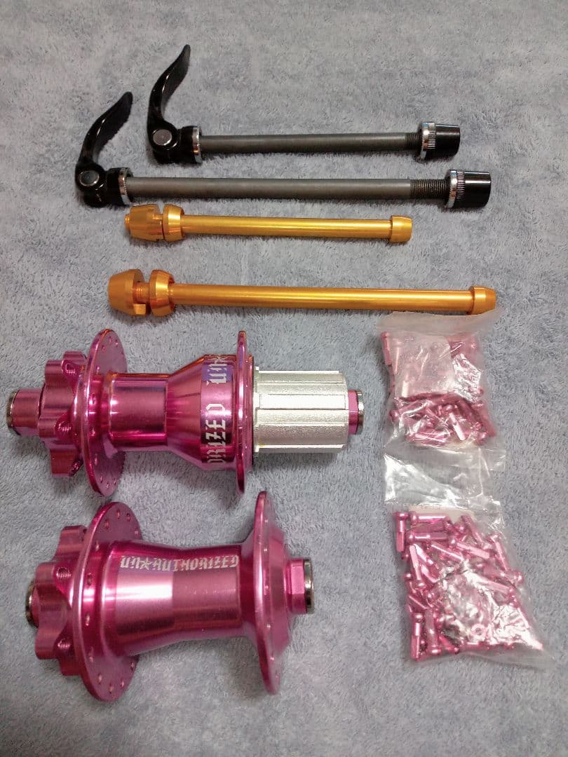 AN AUTHORIZED 前後HUB ピンク＋＃14ロングアルミニップル72ケ