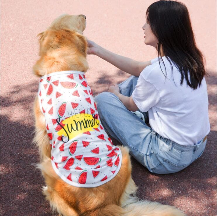 4XLスイカ柄タンクトップ トップスシャツ 夏 犬の服 大型犬 わんこ服ドッグ服