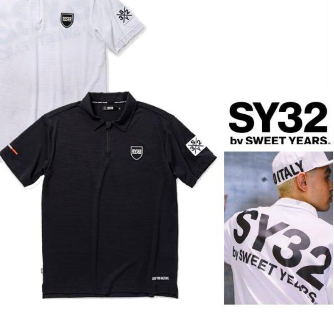 SY32 by SWEET YEARS 半袖ZIPポロシャツ BLACK XL
