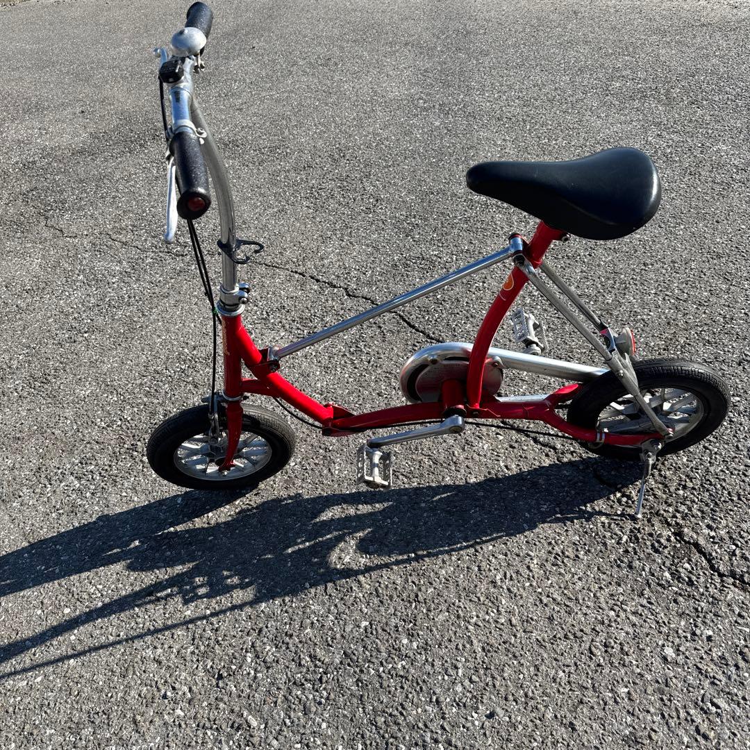 ブリヂストン、折りたたみ自転車 赤 スチールフレーム￼、ワンタッチピクニカ、
