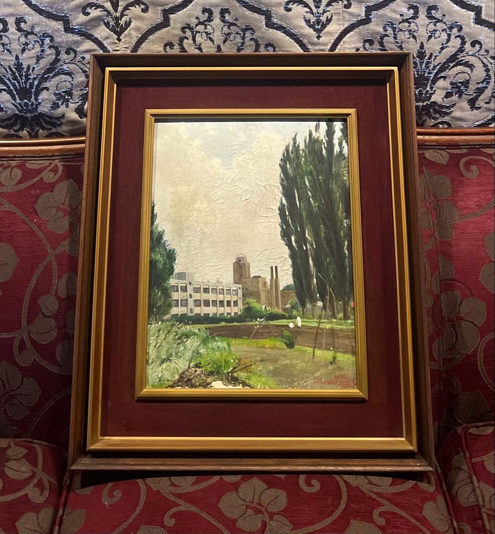 真作　北大農学部とポプラ並木　鶴丸昭彦　直筆サイン