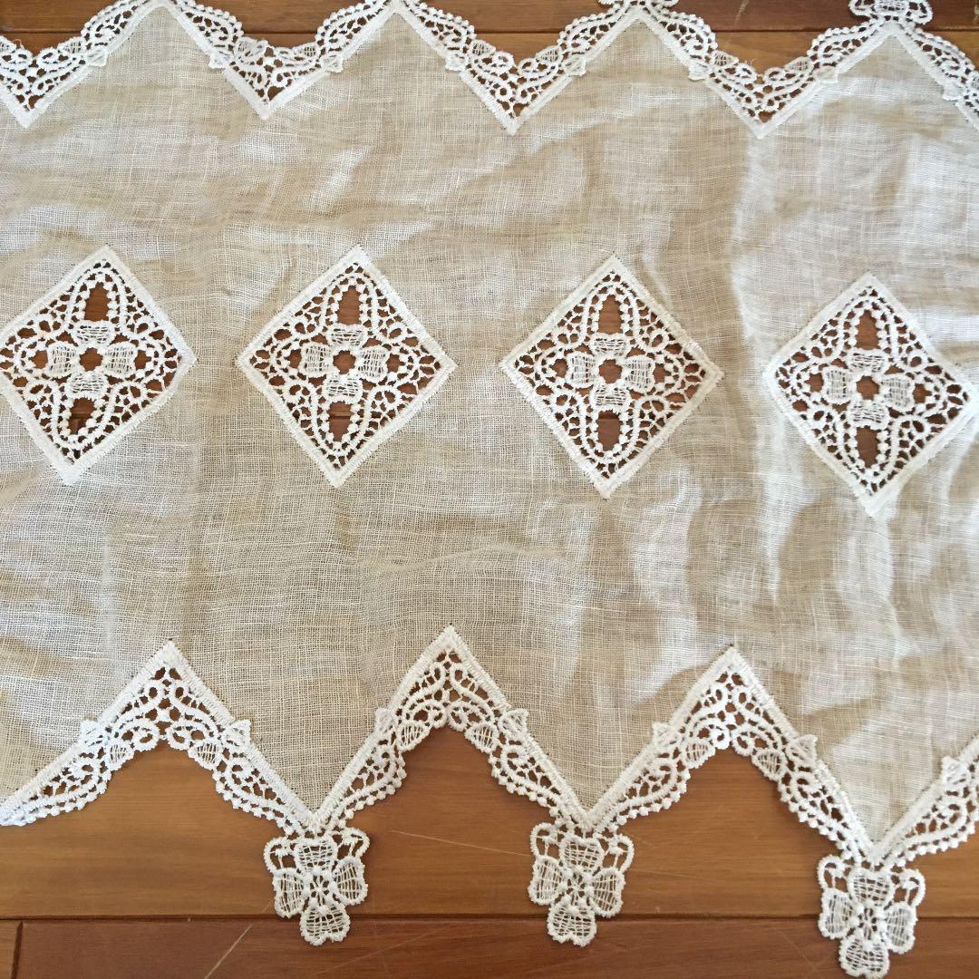 レース　テーブルセンター　ベルギーレース　アンティーク  刺繍クロス