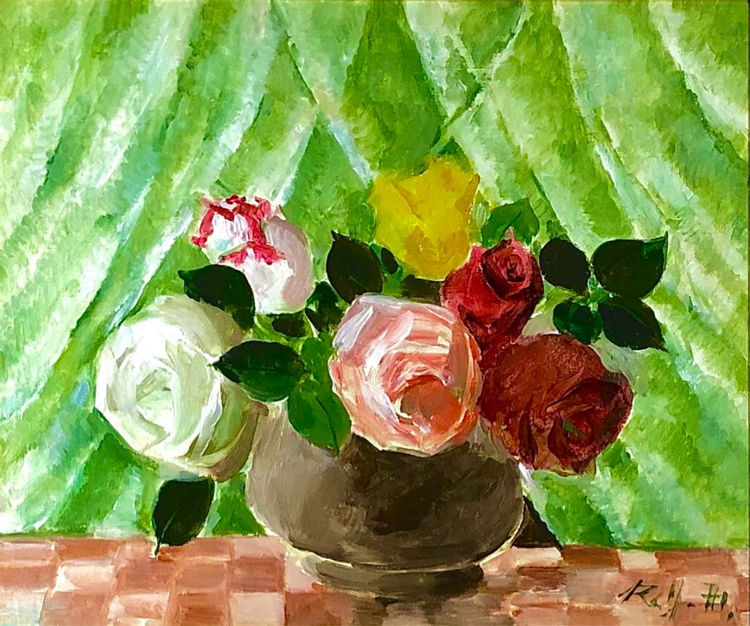 【真作】藤井令太郎「窓辺」油彩8号　兜屋画廊取扱作品　春陽会会員　椅子の画家