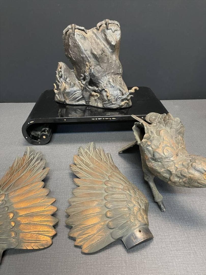 限定値下　まごころ堂　銅器の鷹　銅製　置物　5783