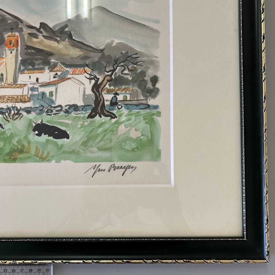 イヴ・ブライエ　リトグラフ　牛達の村