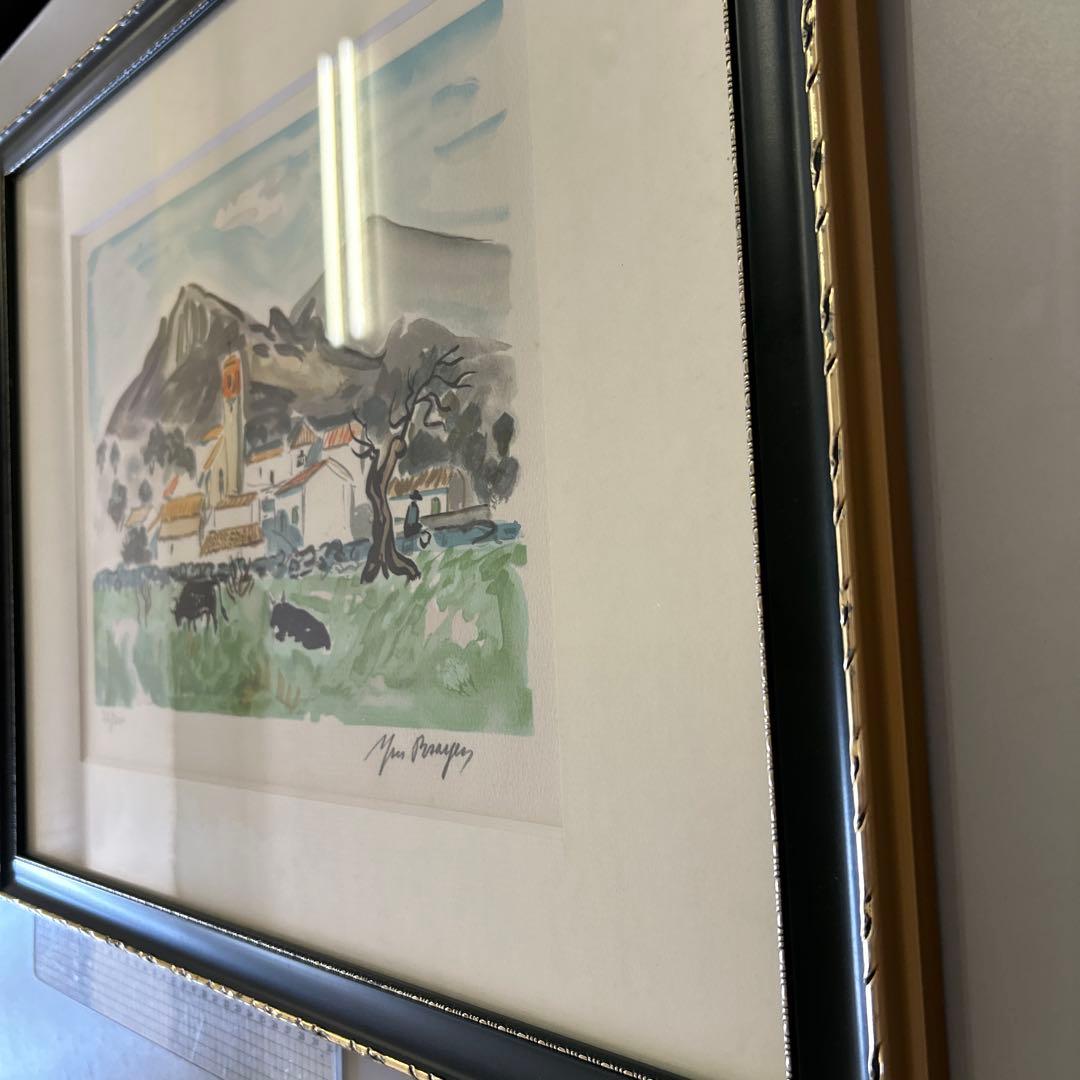 イヴ・ブライエ　リトグラフ　牛達の村