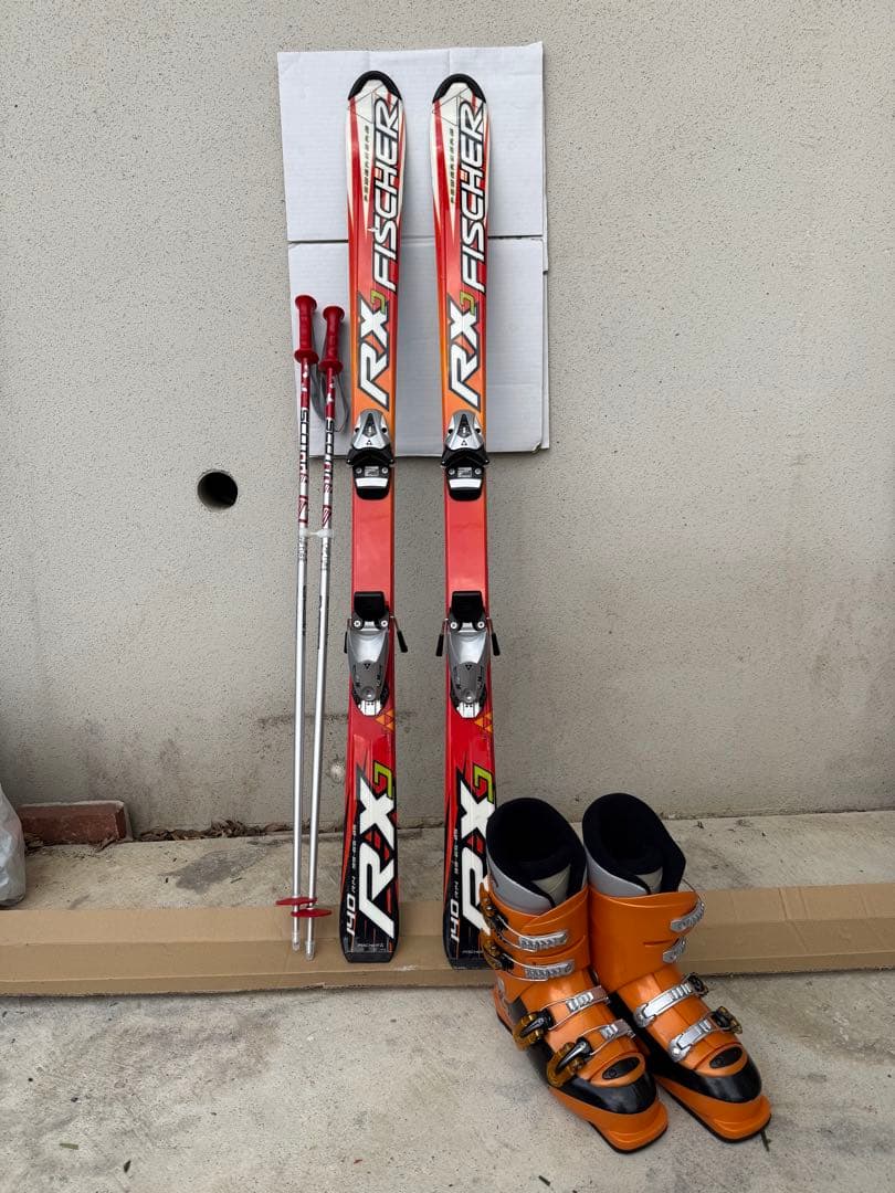 スキー3点セット　 Fischer RX スキーセット オレンジブーツ付き